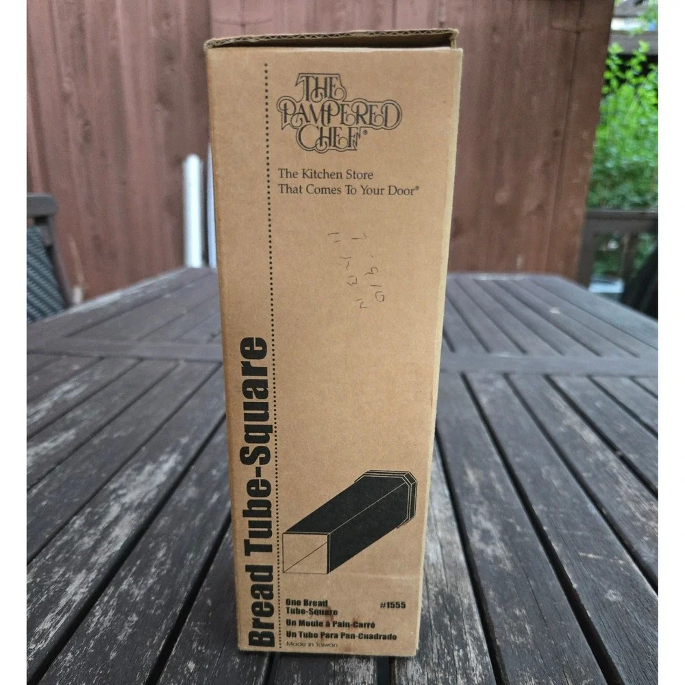 Vintage Pampered Chef Square Bread Tube 1555 Stainless Steel Baking Mold NIB